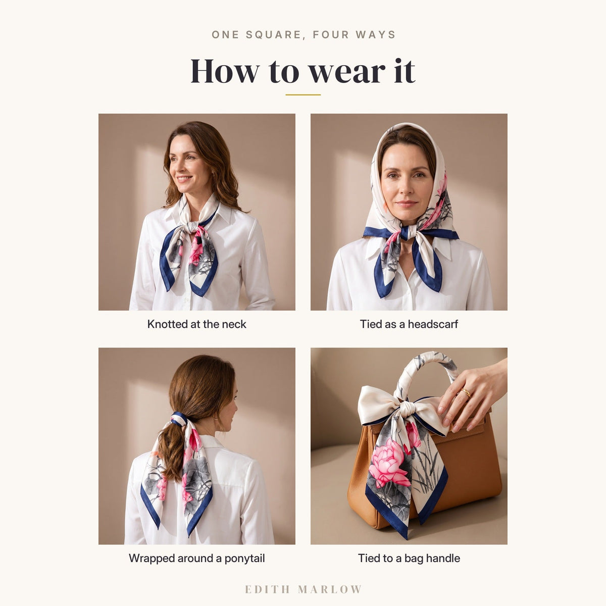 Lotus & Dragonfly Silk Square Scarf 90x90cm